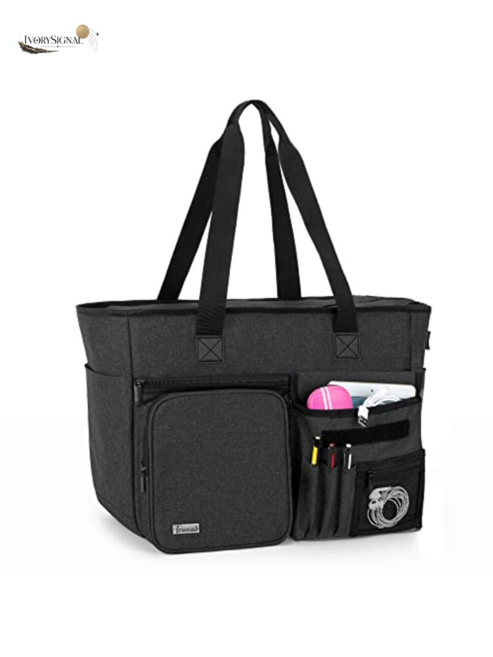 Large Tote Bag with Laptop Compartment - Work Teacher Bag, Nylon, Lightweight